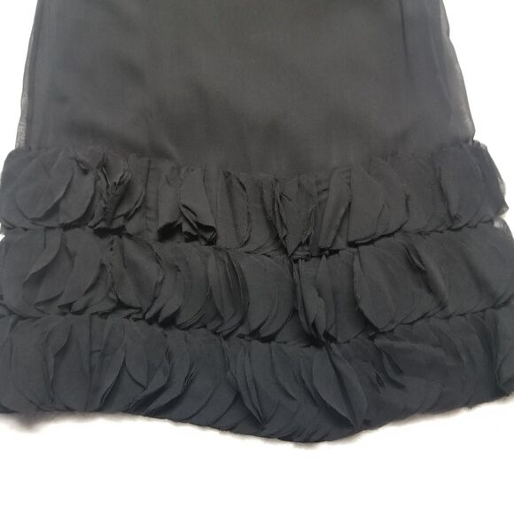 Banana Republic 4 Dress 100% Silk Cocktail Event Black Ruffle Petal Asymmetrical - Picture 2 of 5